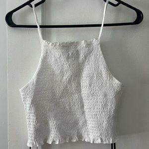 white cropped top